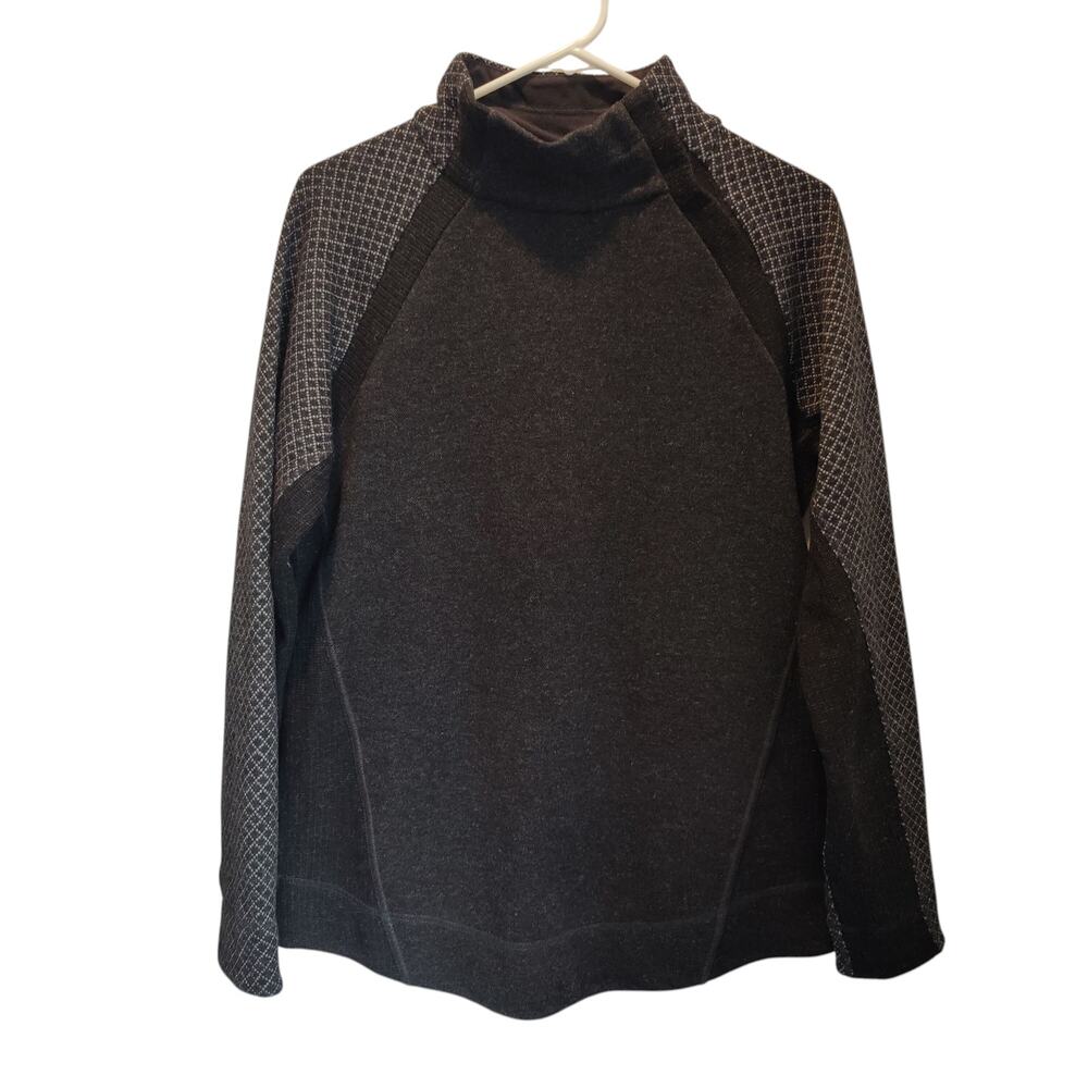 Prana Women's Sz L Brandie Snap Neck Recycled Wool Sweater Grey Nordic Fitted